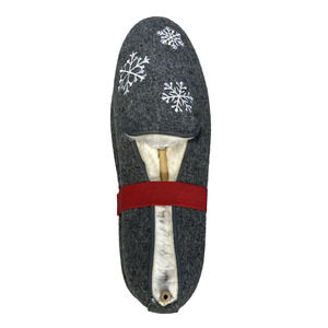 Talbots Fireside Flannel Snowflake Slippers Womens 8 Gray Faux Fur Lined